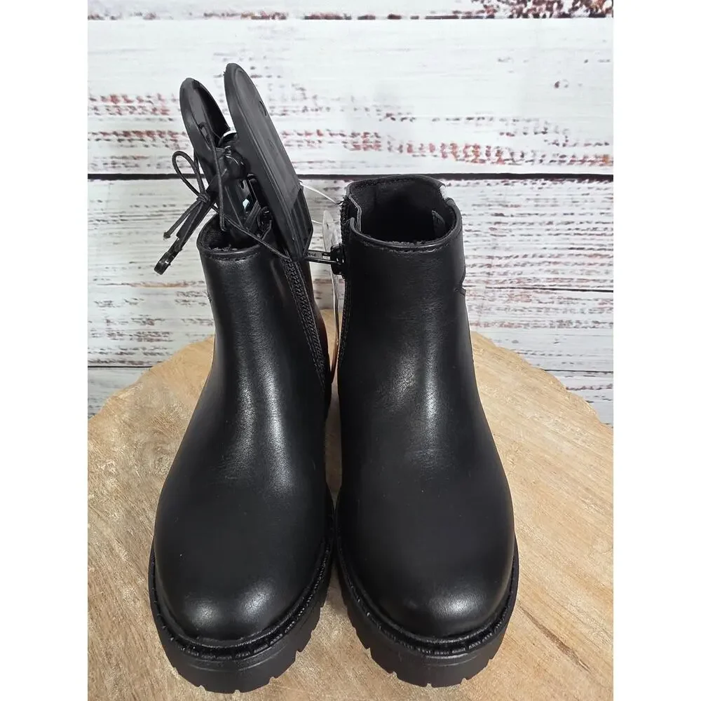 Wonder Nation Black Silver Glitter Star Ankle Bootie Girls Size 7 NWT